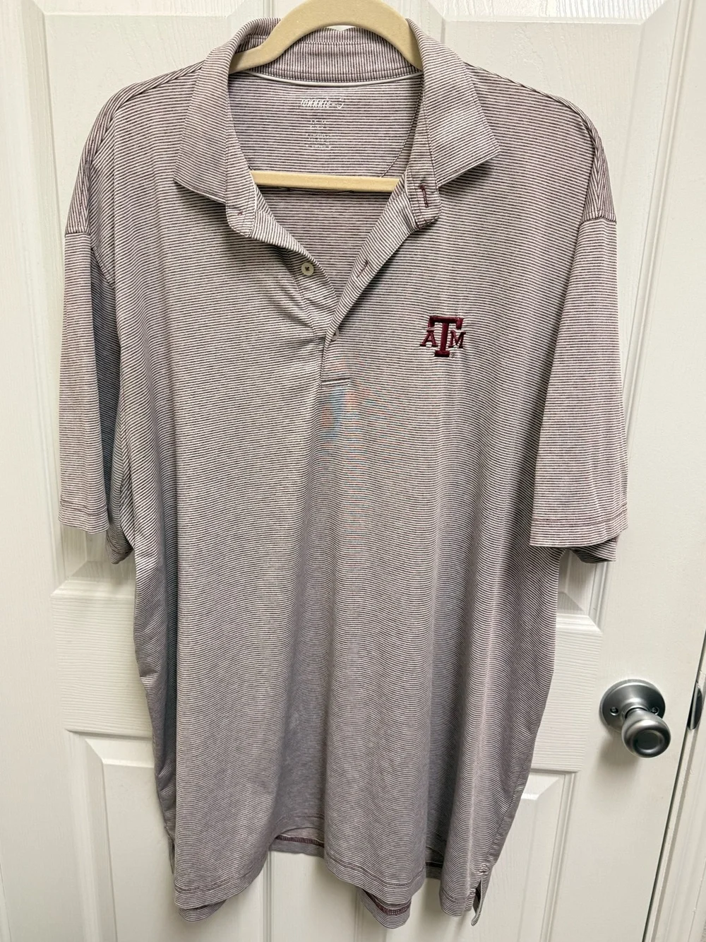 Johnnie-O Light Maroon Striped A&M Polo